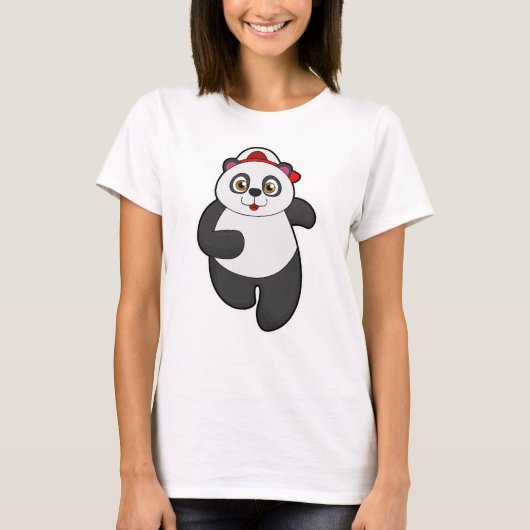 Panda bij het runnen met Pet T-shirt (Voorkant)