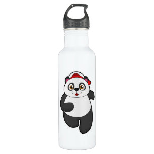Panda bij het runnen met Pet Waterfles