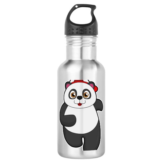 Panda bij het runnen met Pet Waterfles (Voorkant)