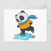 Panda bij het schaatsen met schaatsen & sjaal briefkaart (Voorkant)