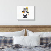 Panda bij Hockey met Hockey bat Canvas Afdruk (Insitu (Slaapkamer))
