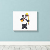 Panda bij Hockey met Hockey bat Canvas Afdruk (Insitu (Houten vloer))
