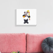 Panda bij Hockey met Hockey bat Canvas Afdruk (Insitu (Woonkamer))