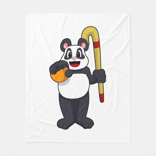 Panda bij Hockey met Hockey bat Fleece Deken (Voorkant)