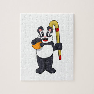 Panda bij Hockey met Hockey bat Legpuzzel