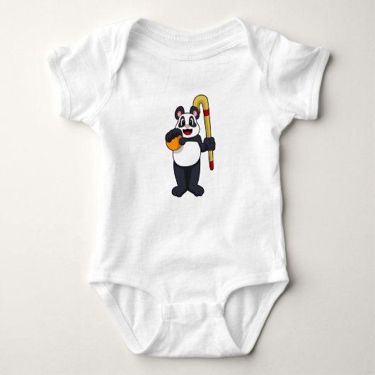 Panda bij Hockey met Hockey bat Romper (Voorkant)