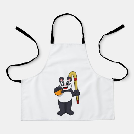 Panda bij Hockey met Hockey bat Schort (Voorkant)