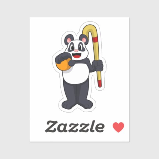 Panda bij Hockey met Hockey bat Sticker (Vel)