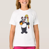 Panda bij Hockey met Hockey bat T-shirt (Voorkant)
