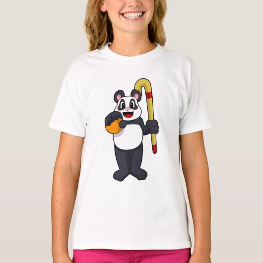 Panda bij Hockey met Hockey bat T-shirt (Voorkant)