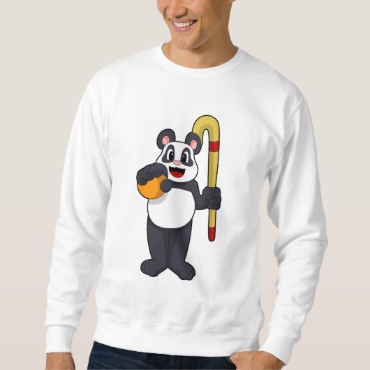 Panda bij Hockey met Hockey bat Trui (Voorkant)