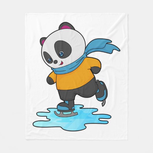Panda bij ijsschaatsen met ijskoude schaatsen en s fleece deken (Voorkant)