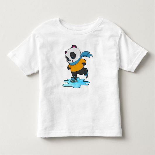 Panda bij ijsschaatsen met ijskoude schaatsen en s kinder shirts (Voorkant)