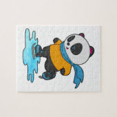Panda bij ijsschaatsen met ijskoude schaatsen en s legpuzzel (Horizontaal)