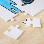 Panda bij ijsschaatsen met ijskoude schaatsen en s legpuzzel (Zijkant)