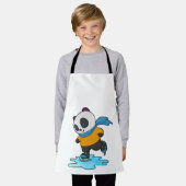 Panda bij ijsschaatsen met ijskoude schaatsen en s schort (Gedragen)