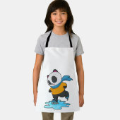 Panda bij ijsschaatsen met ijskoude schaatsen en s schort (Insitu)