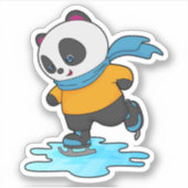 Panda bij ijsschaatsen met ijskoude schaatsen en s sticker (Voorkant)