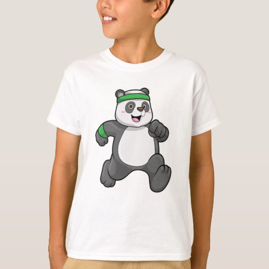 Panda bij Jogging met hoofdband en zweetband T-shirt (Voorkant)