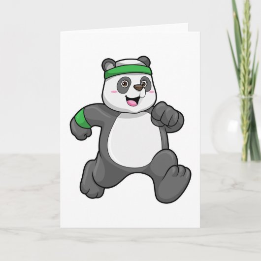 Panda bij Jogging met hoofdband Kaart (Voorkant)