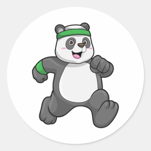 Panda bij Jogging met hoofdband Ronde Sticker (Voorkant)