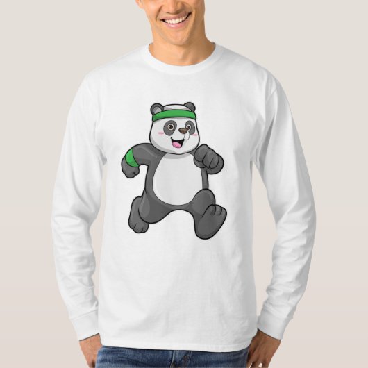 Panda bij Jogging met hoofdband T-shirt (Voorkant)