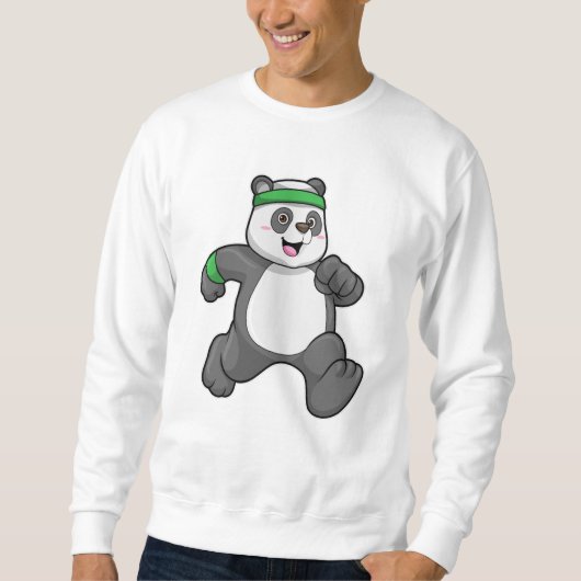Panda bij Jogging met hoofdband Trui (Voorkant)