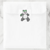 Panda bij Jogging met hoofdband Vierkante Sticker (Tas)