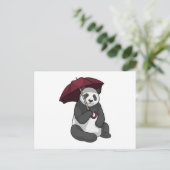 Panda bij regen met paraplu briefkaart (Staand voorkant)
