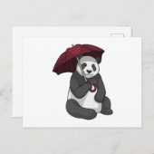 Panda bij regen met paraplu briefkaart (Voorkant / Achterkant)