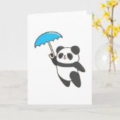 Panda bij regen met paraplu kaart (Gele Bloem)