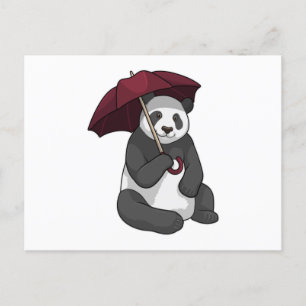 Panda bij Regen met Umbrella Briefkaart