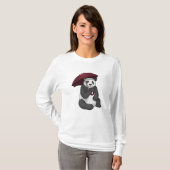 Panda bij Regen met Umbrella T-shirt (Voorkant volledig)