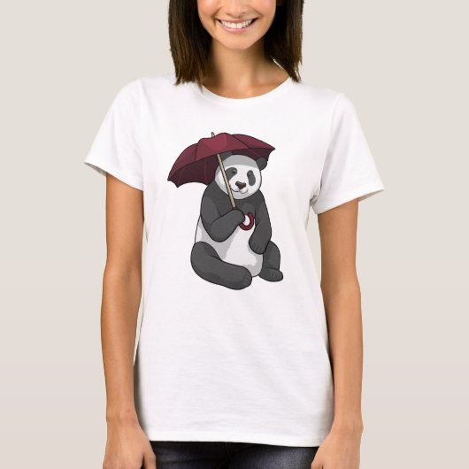 Panda bij Regen met Umbrella T-shirt (Voorkant)