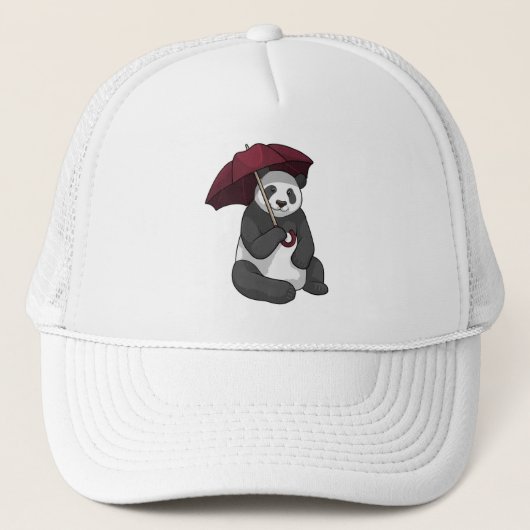 Panda bij Regen met Umbrella Trucker Pet (Voorkant)
