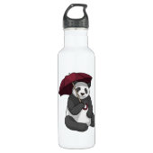 Panda bij Regen met Umbrella Waterfles (Voorkant)