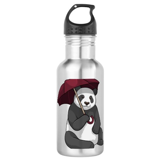 Panda bij Regen met Umbrella Waterfles (Voorkant)