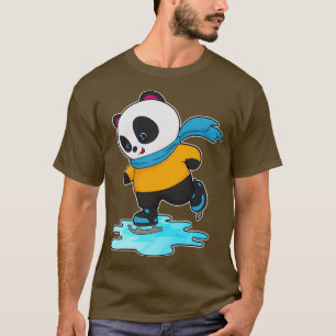 Panda bij Schaatsen met Ice schaatsen Sjaal T-shirt