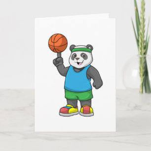Panda bij sport met basketbal kaart