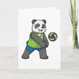Panda bij sport met volleybal kaart