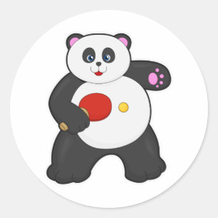 Panda bij tafeltennis met Tafeltennisracket Ronde Sticker