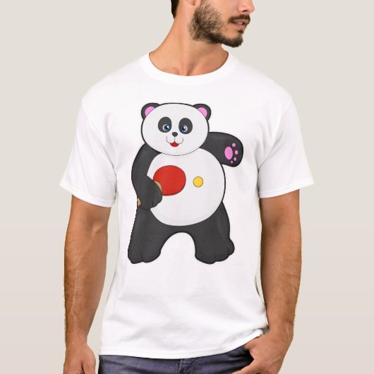 Panda bij tafeltennis met Tafeltennisracket T-shirt (Voorkant)