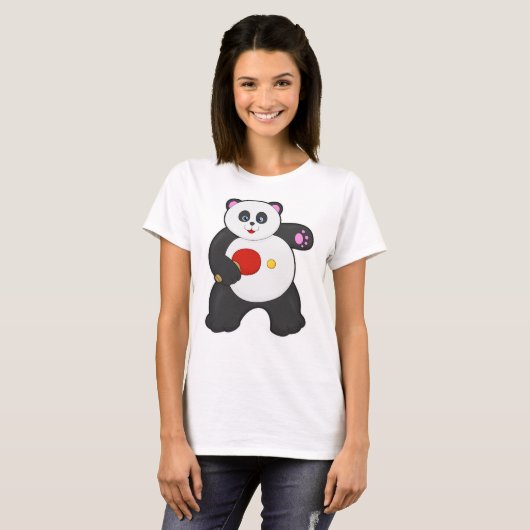 Panda bij tafeltennis met Tafeltennisracket T-shirt (Voorkant volledig)