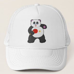 Panda bij tafeltennis met Tafeltennisracket Trucker Pet
