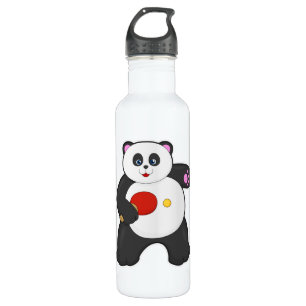 Panda bij tafeltennis met Tafeltennisracket Waterfles