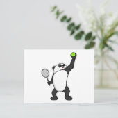 Panda bij tennis met tennisracket briefkaart (Staand voorkant)