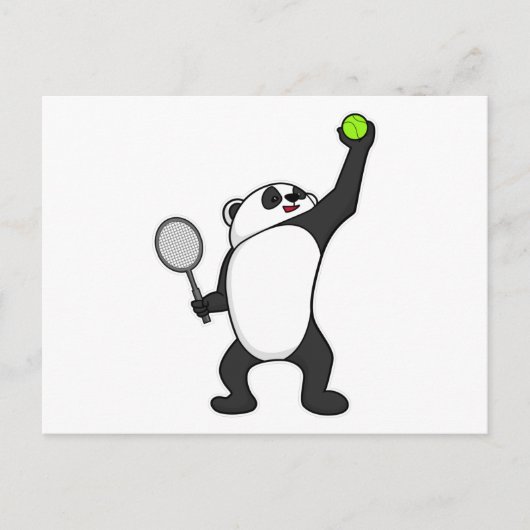 Panda bij tennis met tennisracket briefkaart (Voorkant)