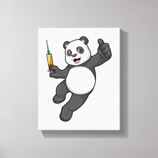 Panda bij vaccinatie met spuit canvas afdruk (Voorkant)