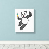 Panda bij vaccinatie met spuit canvas afdruk (Insitu (Houten vloer))