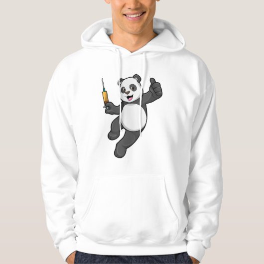 Panda bij vaccinatie met spuit hoodie (Voorkant)